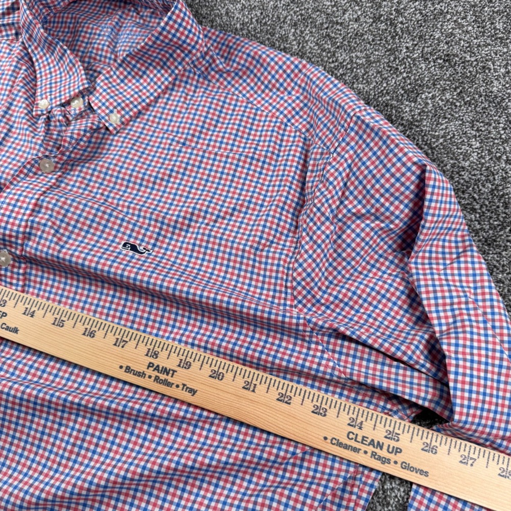 Vineyard Vines‎ Button Down Men's XL Red Blue Gingham Performance Whale Shirt - Picture 5 of 6